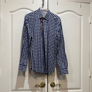 Bugatchi Blue and White Checkered Shirt